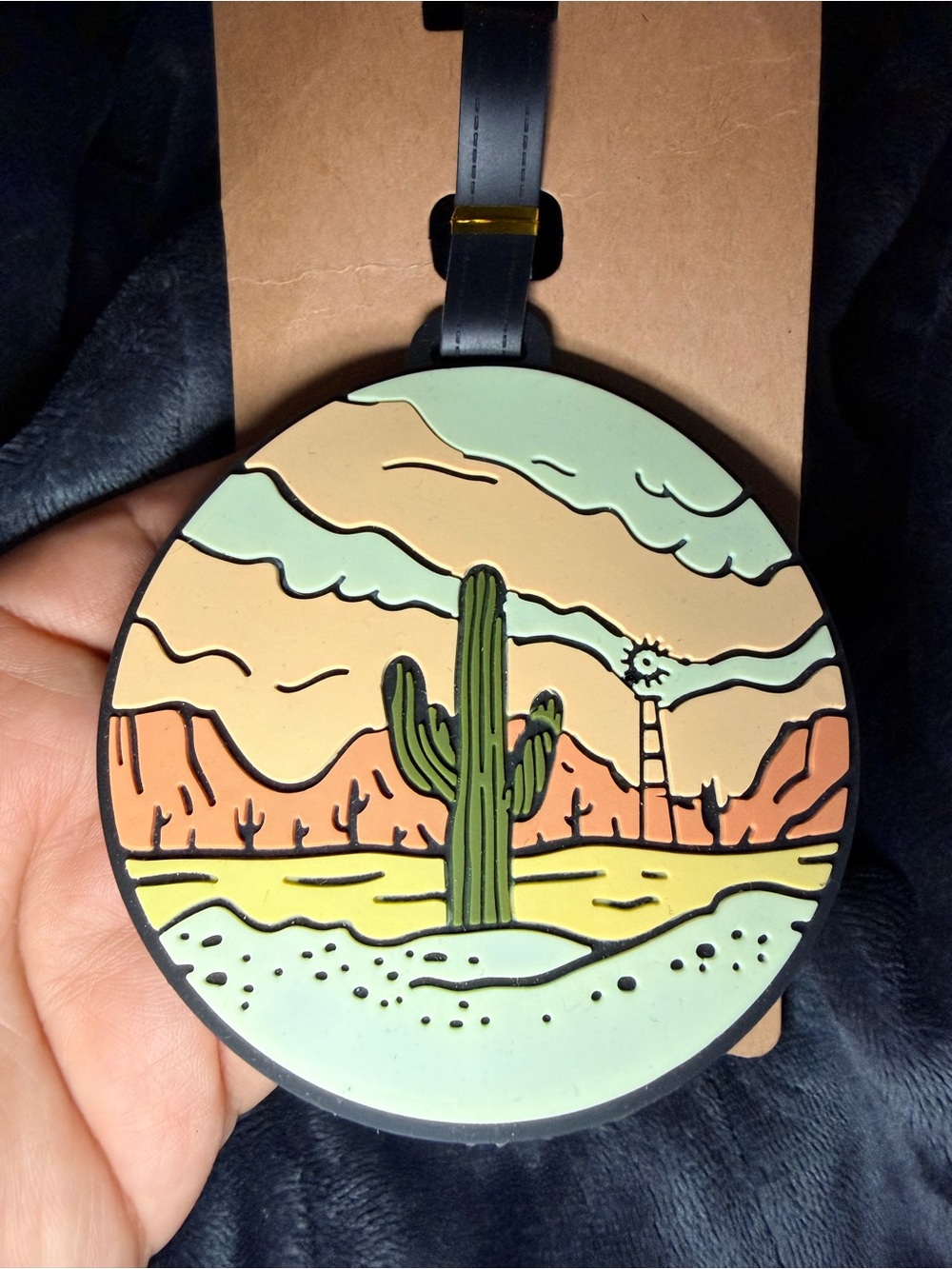 Desert Cactus Luggage Tag in Mint & Peach